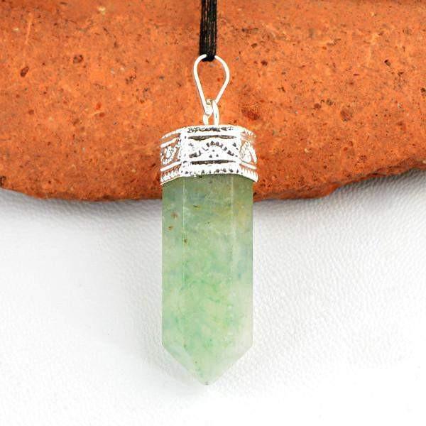 gemsmore:Natural Green Moss Agate Untreated Healing Point Pendant