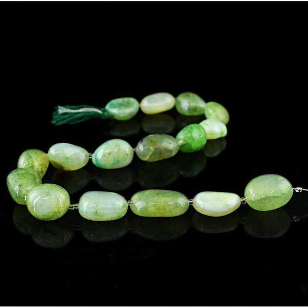 gemsmore:Natural Green Onyx Beads Strand - Drilled