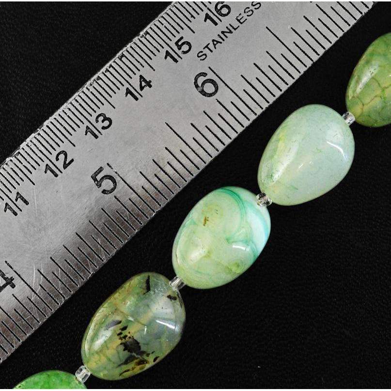 gemsmore:Natural Green Onyx Beads Strand - Drilled