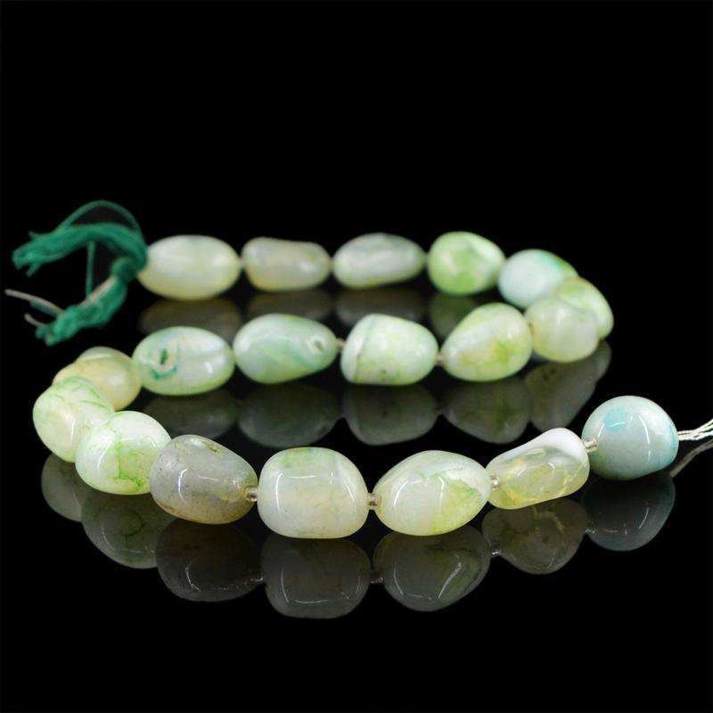 gemsmore:Natural Green Onyx Beads Strand - Untreated Drilled