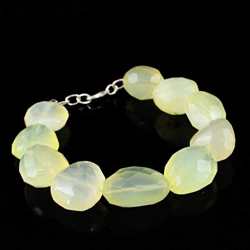 gemsmore:Natural Green Onyx Bracelet Faceted Beads