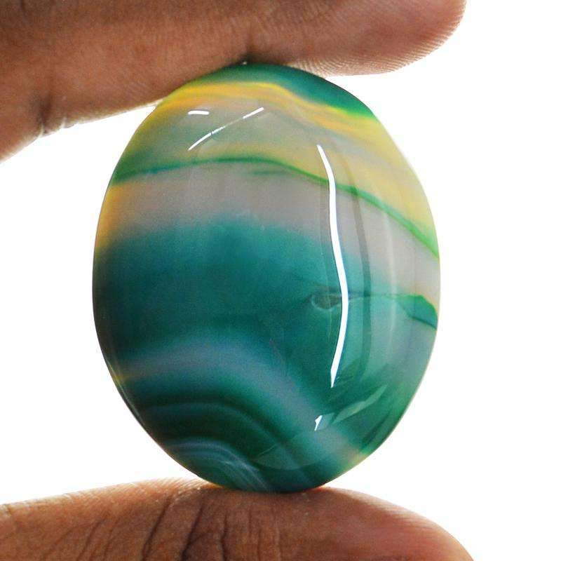 gemsmore:Natural Green Onyx Gemstone - Oval Shape