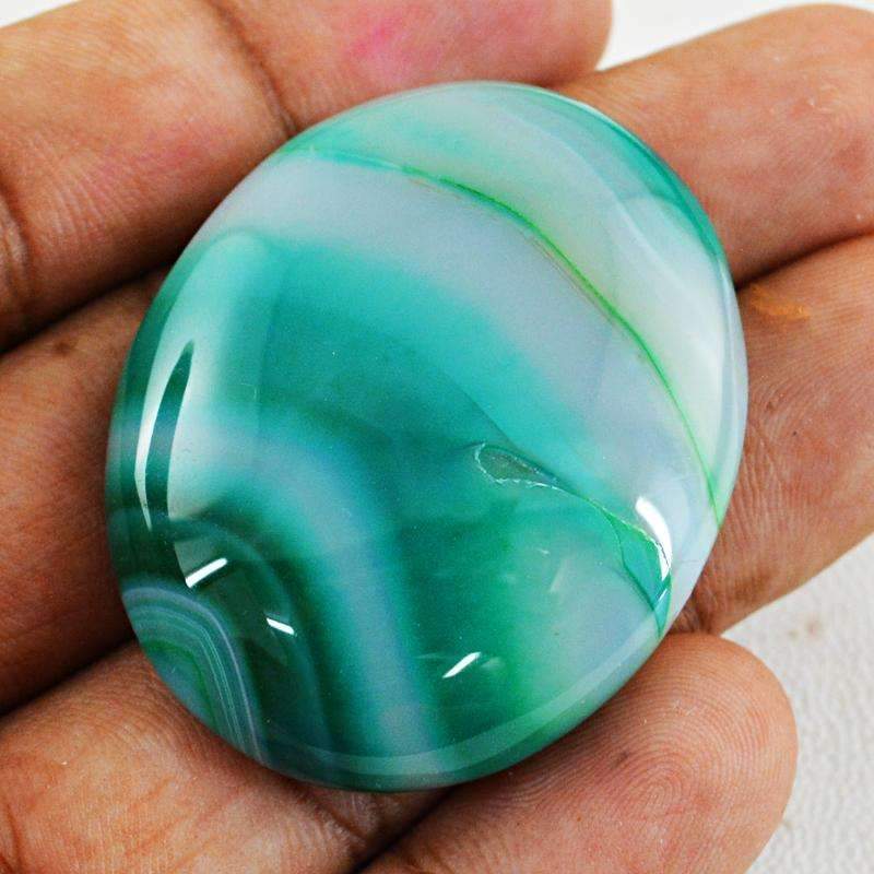 gemsmore:Natural Green Onyx Gemstone - Oval Shape