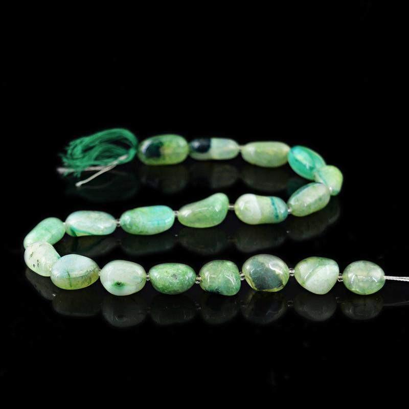 gemsmore:Natural Green Onyx Untreated Beads Strand