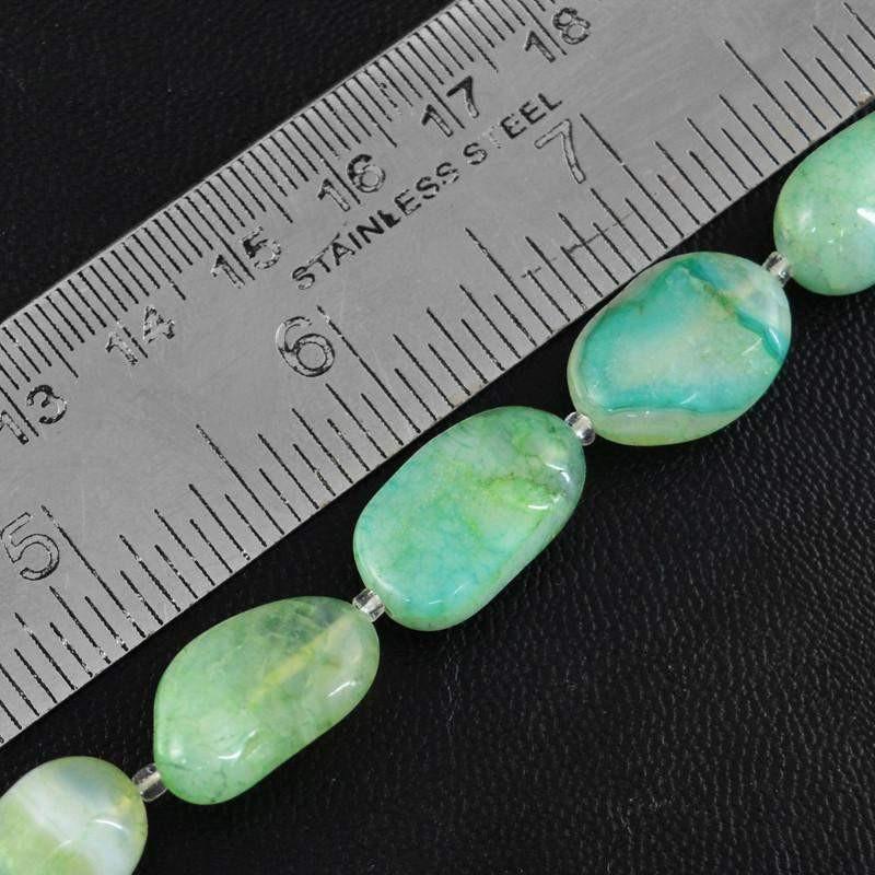 gemsmore:Natural Green Onyx Untreated Beads Strand