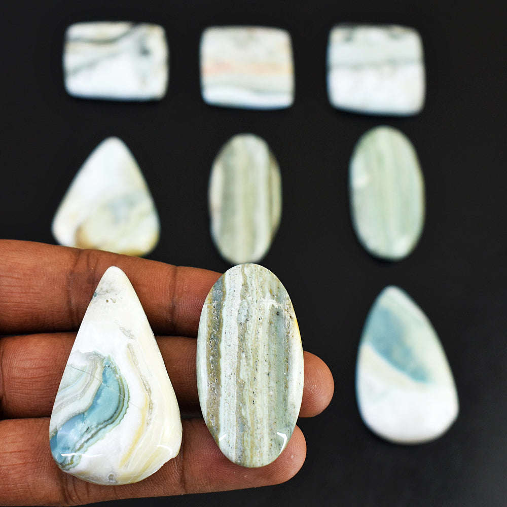 gemsmore:Natural Green Opal Untreated Gemstone Cabochon Lot