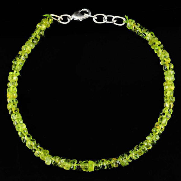 gemsmore:Natural Green Peridot Beads Bracelet - Round Shape