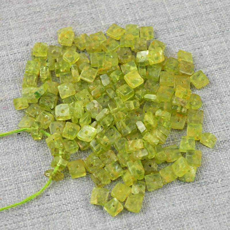 gemsmore:Natural Green Peridot Beads Lot - Drilled