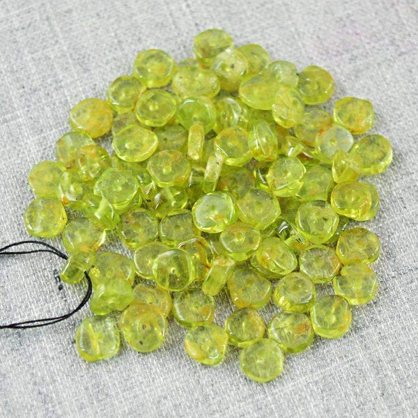 gemsmore:Natural Green Peridot Beads Lot - Round Shape Drilled