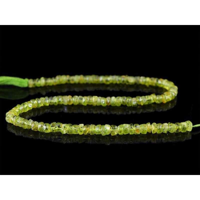 gemsmore:Natural Green Peridot Beads Strand Round Shape Drilled