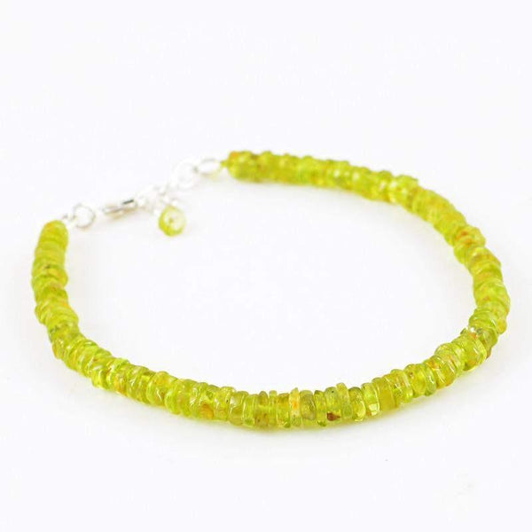 gemsmore:Natural Green Peridot Bracelet Round Shape Beads