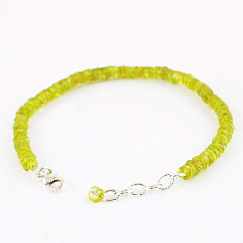 gemsmore:Natural Green Peridot Bracelet Round Shape Beads