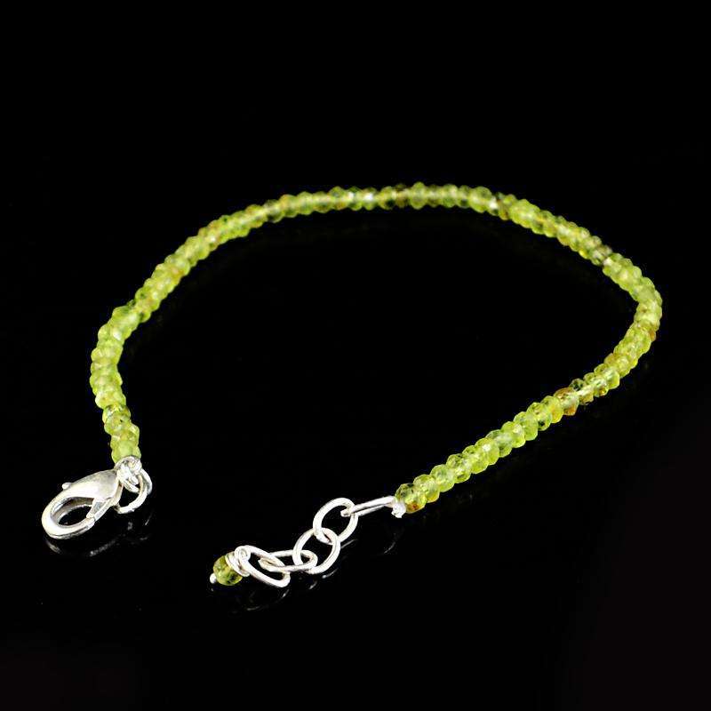 gemsmore:Natural Green Peridot Bracelet Round Shape Faceted Beads