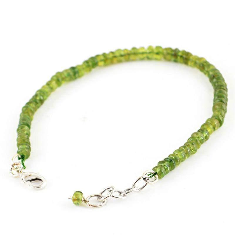 gemsmore:Natural Green Peridot Bracelet Round Shape Unheated Beads
