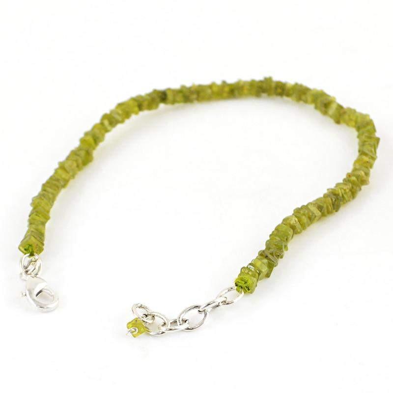 gemsmore:Natural Green Peridot Bracelet Untreated Beads
