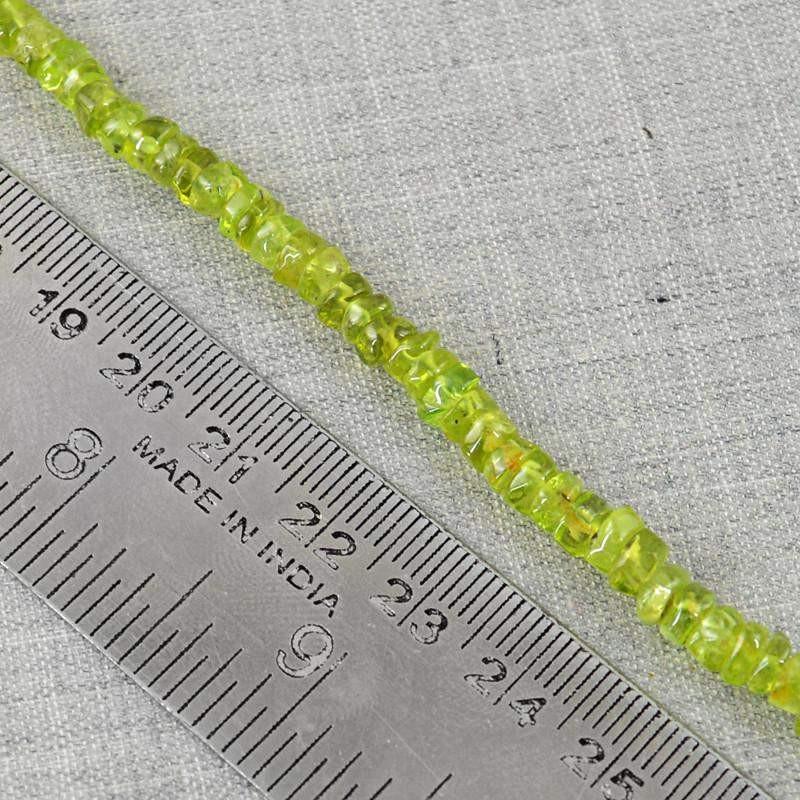 gemsmore:Natural Green Peridot Drilled Beads Strand