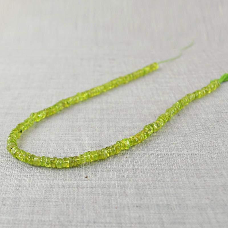 gemsmore:Natural Green Peridot Drilled Beads Strand
