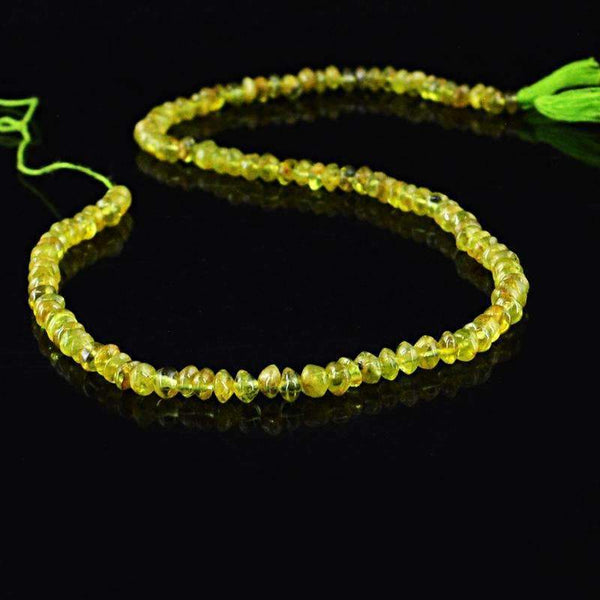 gemsmore:Natural Green Peridot Drilled Round Cut Beads Strand