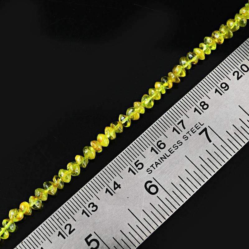 gemsmore:Natural Green Peridot Drilled Round Cut Beads Strand