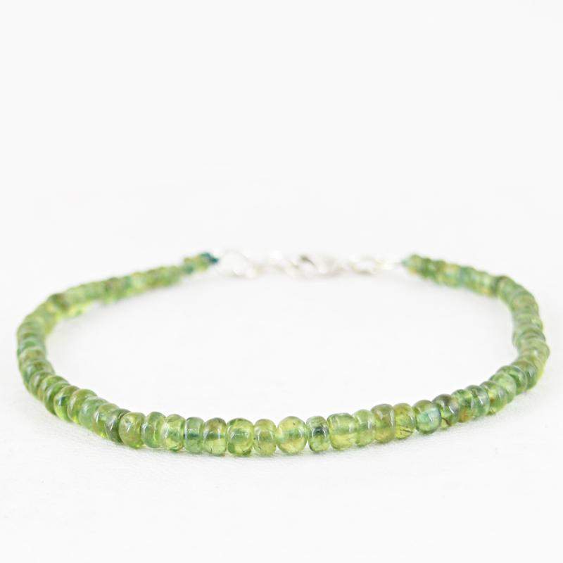 gemsmore:Natural Green Peridot Faceted Round Beads Bracelet