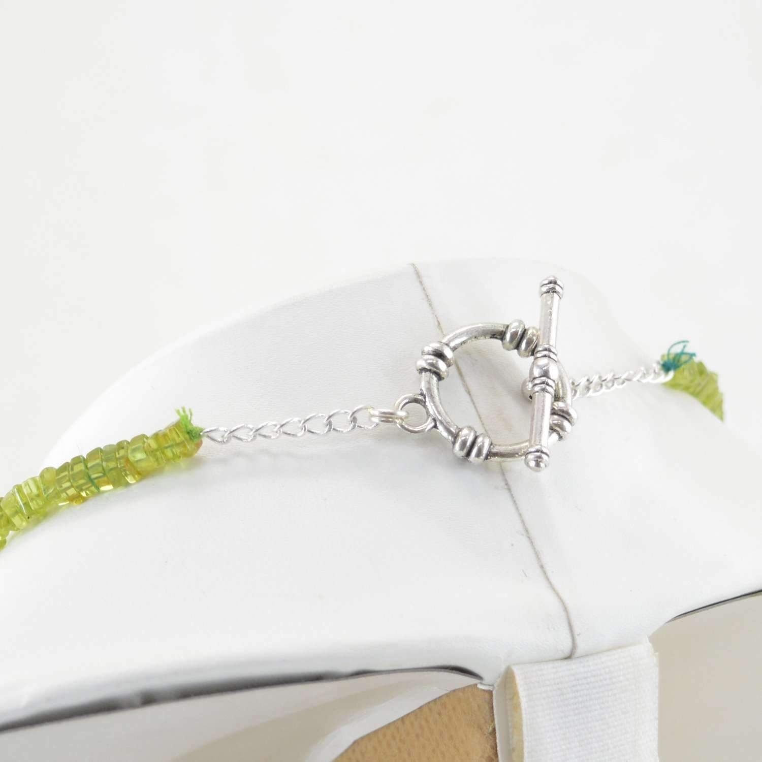 gemsmore:Natural Green Peridot Necklace 2 Strand Genuine Beads