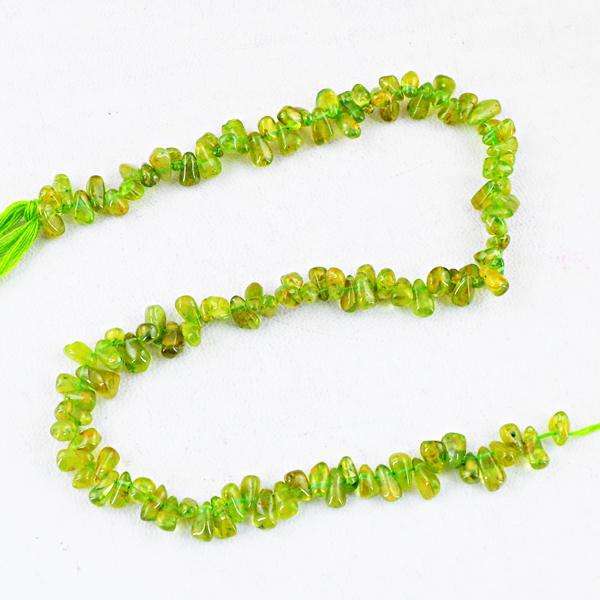 gemsmore:Natural Green Peridot Tear Drop Drilled Beads Strand