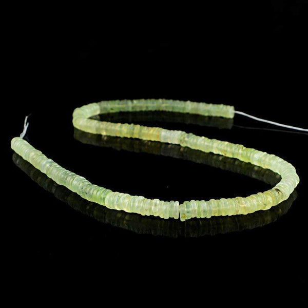 gemsmore:Natural Green Phrenite Beads Strand - Drilled