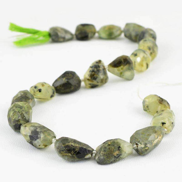 gemsmore:Natural Green Phrenite Beads Strand Faceted Drilled