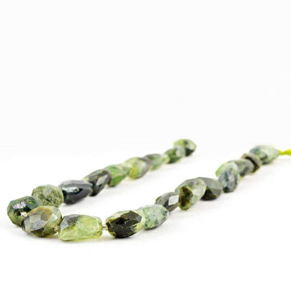 gemsmore:Natural Green Phrenite Beads Strand Faceted Drilled