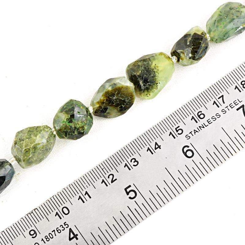 gemsmore:Natural Green Phrenite Beads Strand Faceted Drilled