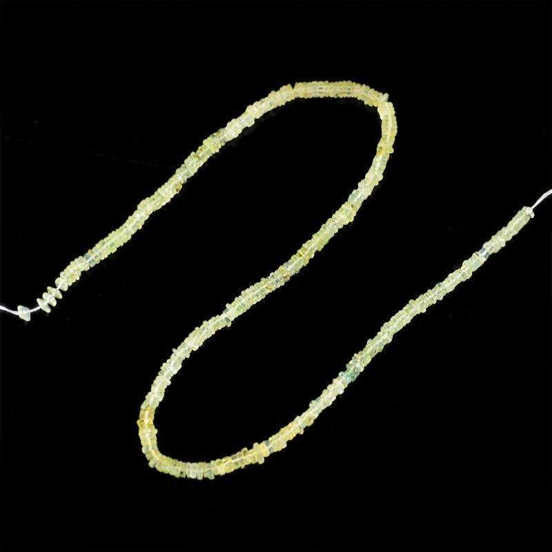 gemsmore:Natural Green Phrenite Beads Strand Untreated Drilled