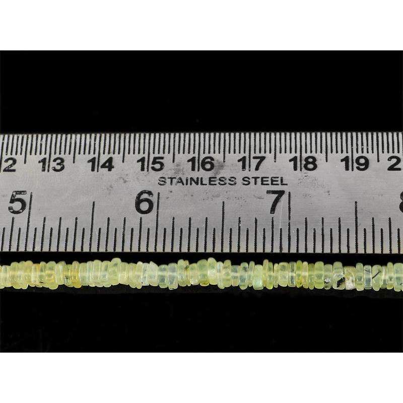 gemsmore:Natural Green Phrenite Beads Strand Untreated Drilled