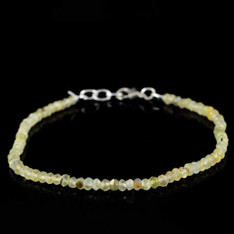 gemsmore:Natural Green Phrenite Bracelet Faceted Round Shape Beads