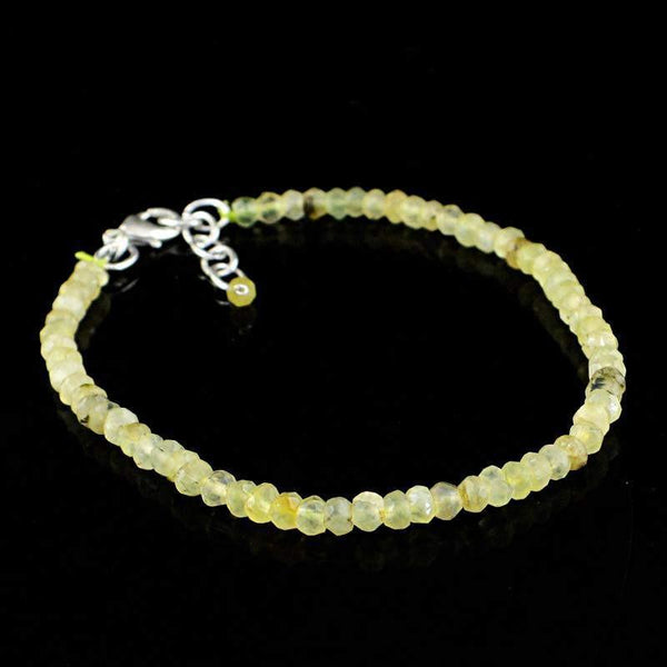 gemsmore:Natural Green Phrenite Bracelet Round Faceted Beads Bracelet