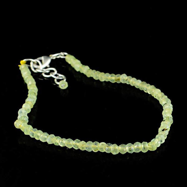 gemsmore:Natural Green Phrenite Bracelet Round Faceted Beads