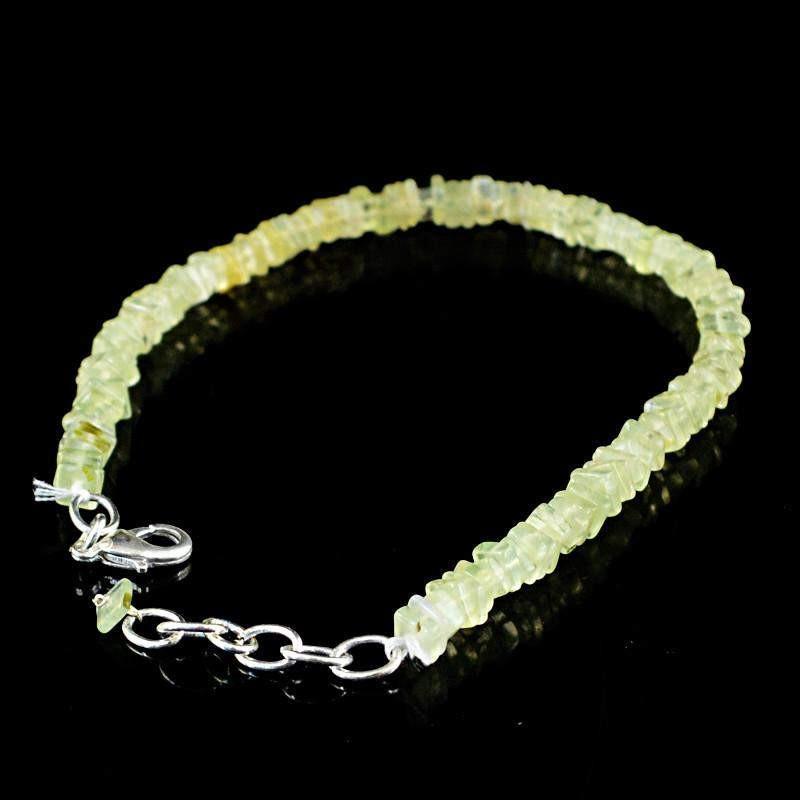 gemsmore:Natural Green Phrenite Bracelet Untreated Beads