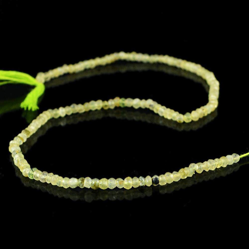 gemsmore:Natural Green Phrenite Faceted Drilled Beads Strand