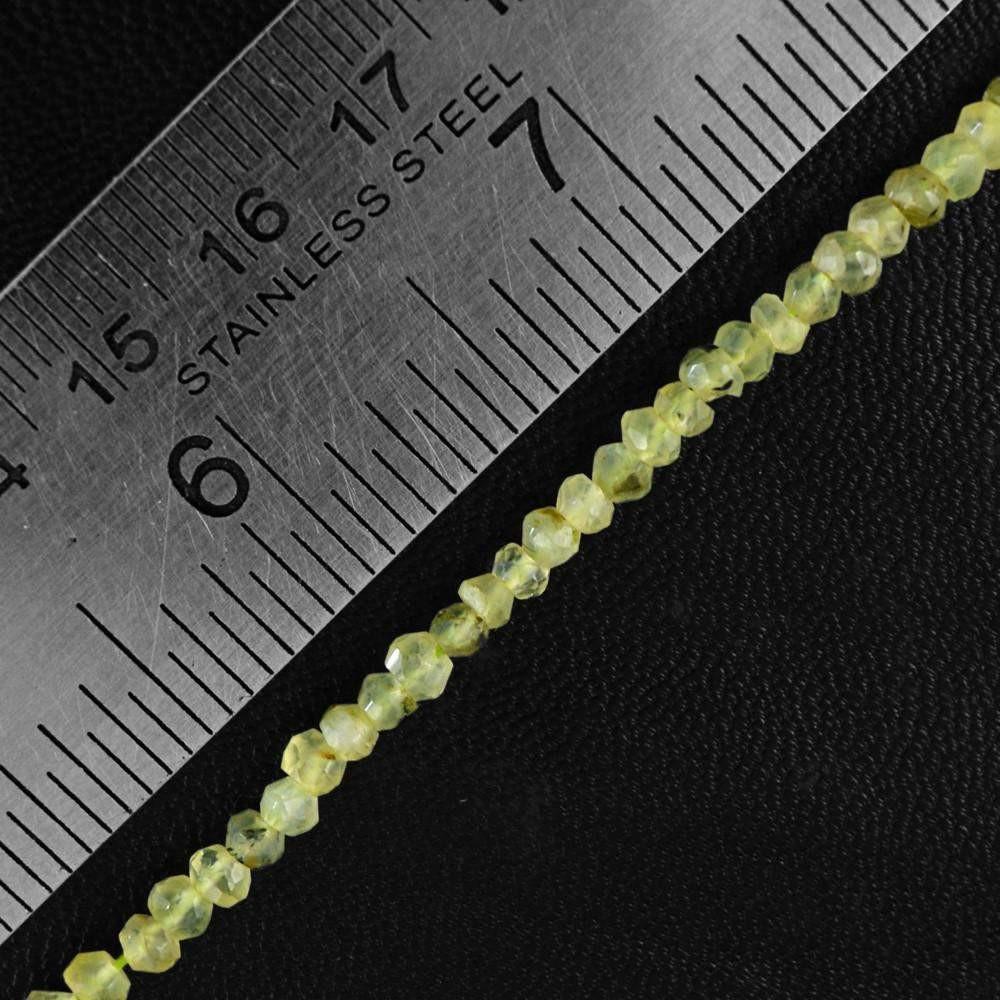 gemsmore:Natural Green Phrenite Faceted Drilled Beads Strand