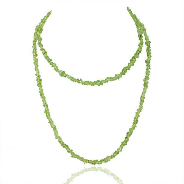 gemsmore:Natural Green Phrenite Necklace Genuine Beads