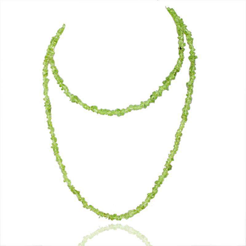 gemsmore:Natural Green Phrenite Necklace Genuine Beads