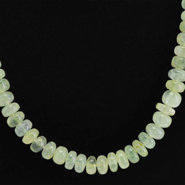 gemsmore:Natural Green Phrenite Necklace Unheated 20 Inches Long Round Shape Beads