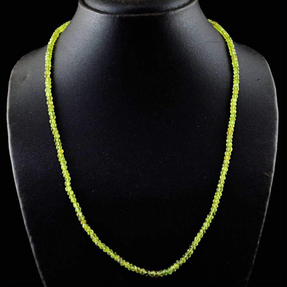 gemsmore:Natural Green Phrenite Round Cut Beads Necklace - 20 Inches long