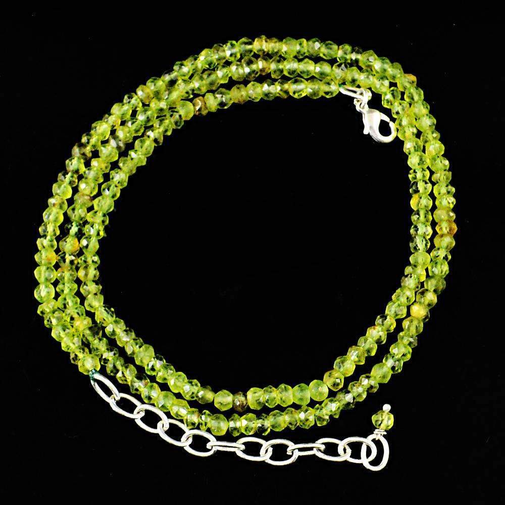 gemsmore:Natural Green Phrenite Round Cut Beads Necklace - 20 Inches long