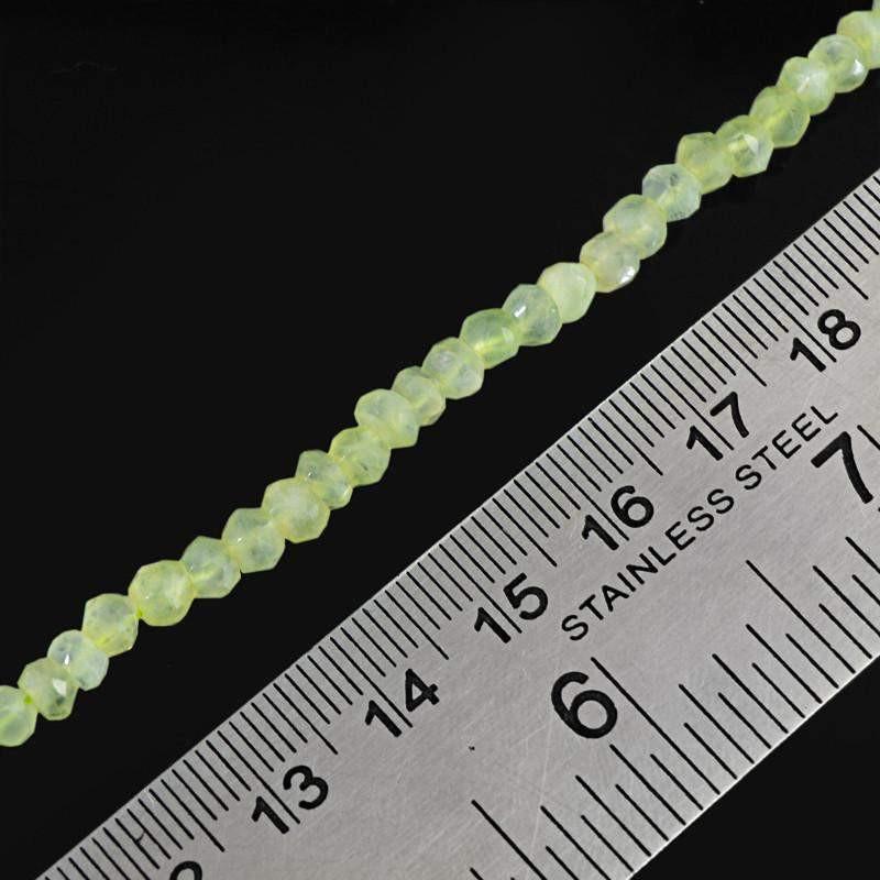 gemsmore:Natural Green Phrenite Round Faceted Beads Strand