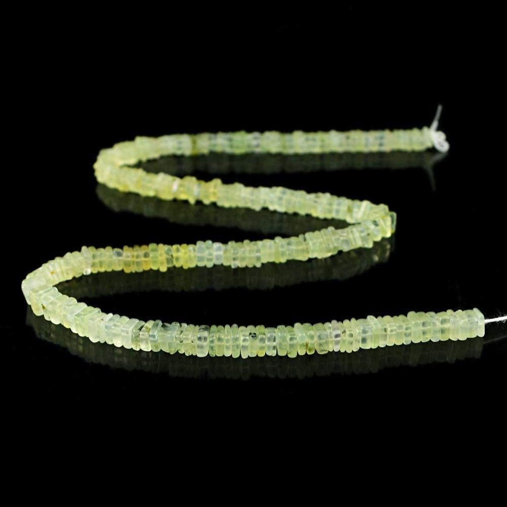 gemsmore:Natural Green Phrenite Untreated Beads Strand