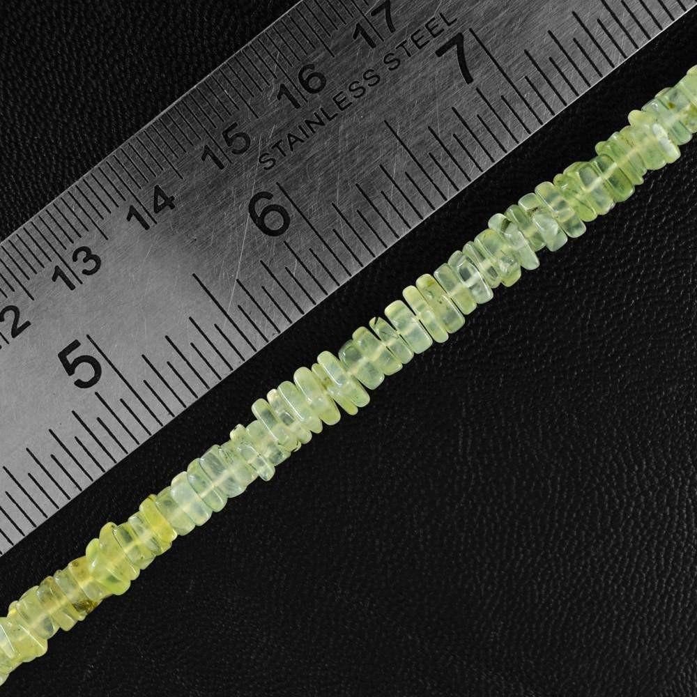 gemsmore:Natural Green Phrenite Untreated Beads Strand