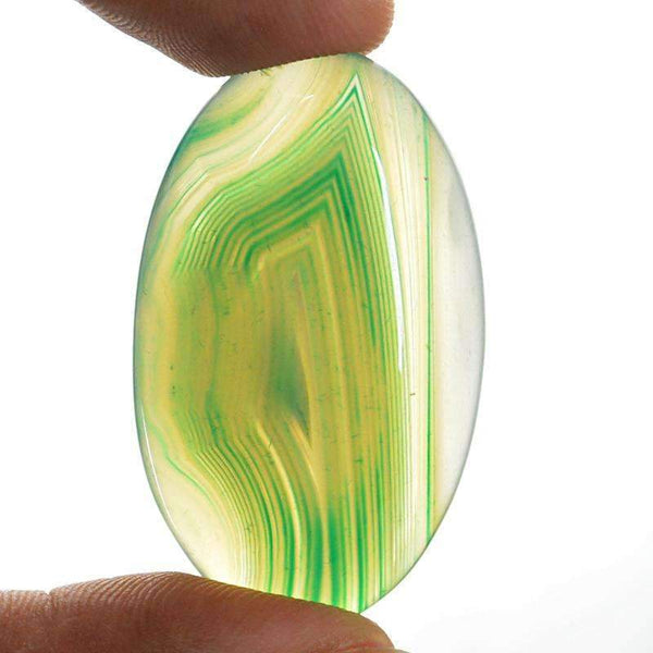 gemsmore:Natural Green Striped Onyx Gemstone - Oval Shape