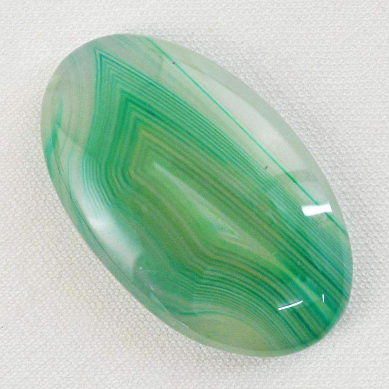 gemsmore:Natural Green Striped Onyx Gemstone - Oval Shape