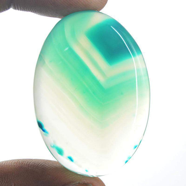 gemsmore:Natural Green Striped Onyx Oval Shape Gemstone