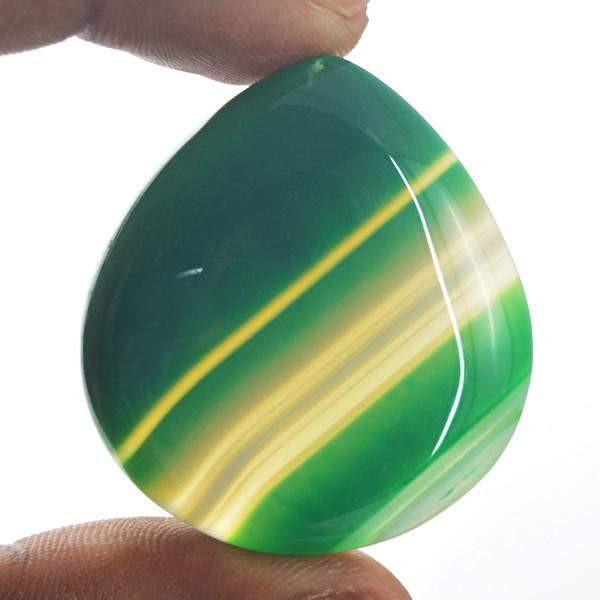 gemsmore:Natural Green Striped Onyx Pear Shape Gemstone
